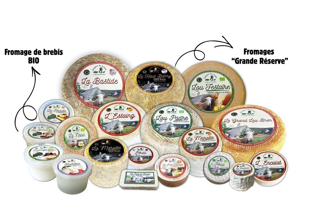 Ensemble gamme fromage, Bergers du Larzac, Coopérative Aveyron