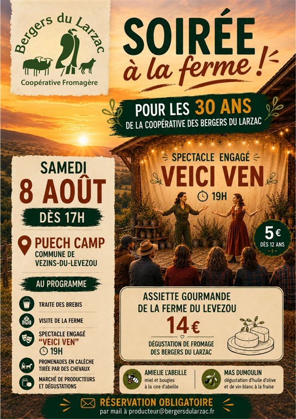 Soirée à la ferme pour fêter les 30 ans de la Coopérative des Bergers du Larzac
